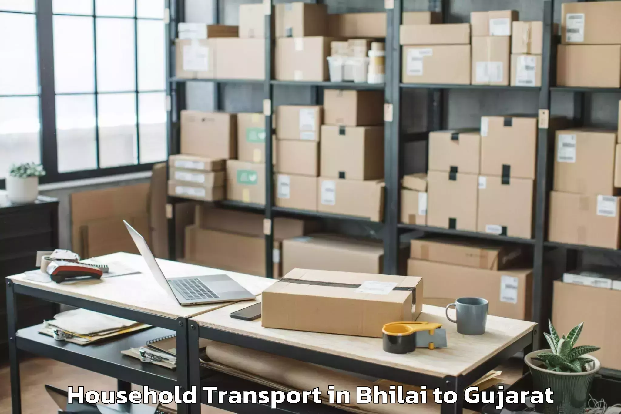 Professional Bhilai to Khambhalia Household Transport